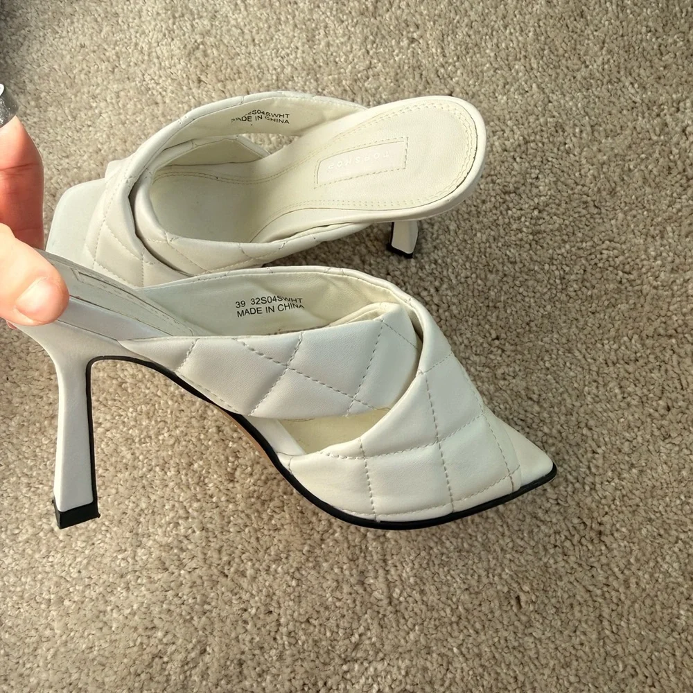 Topshop Quilted white Sandals for Women size 39 white open toe heels